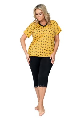 Piżama Damska Model Queen 3/4 Plus Size Musztard - Donna Donna