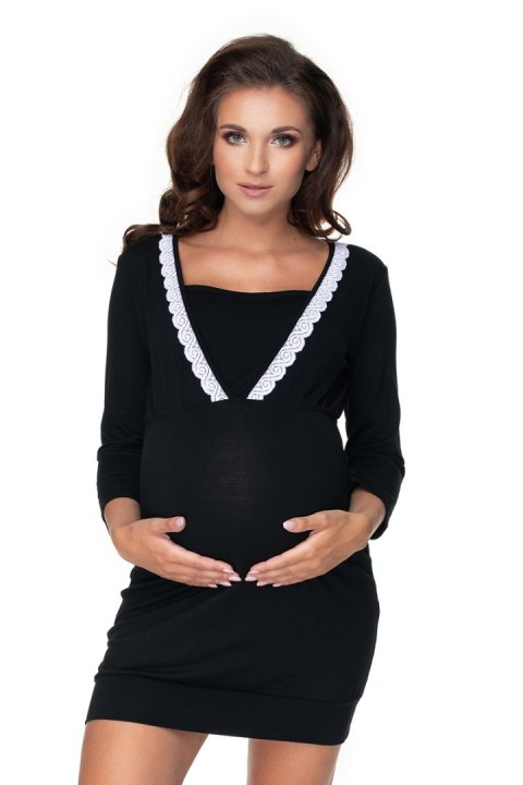 Koszulka nocna Koszula Nocna Ciążowa Model 0155 Black - PeeKaBoo PeeKaBoo