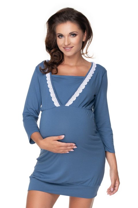 Koszulka nocna Koszula Nocna Ciążowa Model 0155 Blue - PeeKaBoo PeeKaBoo