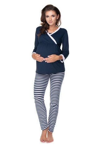 Piżama Ciążowa Model 0150 Navy/White - PeeKaBoo PeeKaBoo