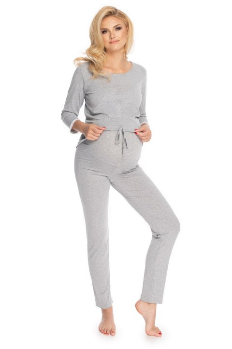 Piżama Damska Ciążowa Model 0181 Grey - PeeKaBoo PeeKaBoo