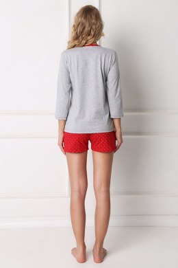 Piżama Damska Model Cookie Short Grey/Red - Aruelle Aruelle