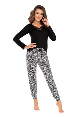 Piżama Damska Model Zebra Long Black - Donna Donna