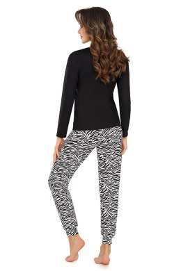 Piżama Damska Model Zebra Long Black - Donna Donna